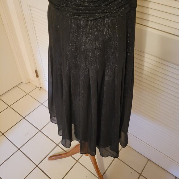 Evan-Picone Black Metallic Halter Midi Dress Size 4 Cocktail Party Formal - Picture 6 of 8